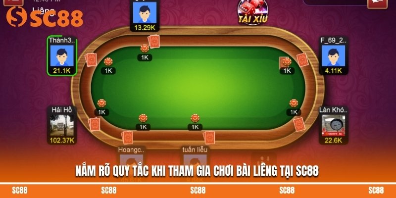 Nắm rõ quy tắc khi tham gia chơi bài liêng tại SC88
